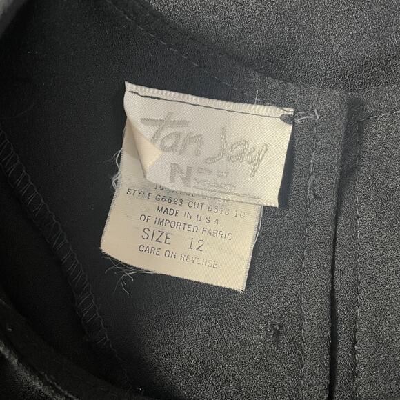 Vintage Top Size 12 Black Solid Sequin Short Sleeve Basic Shell Minimalist 90s - Picture 9 of 12